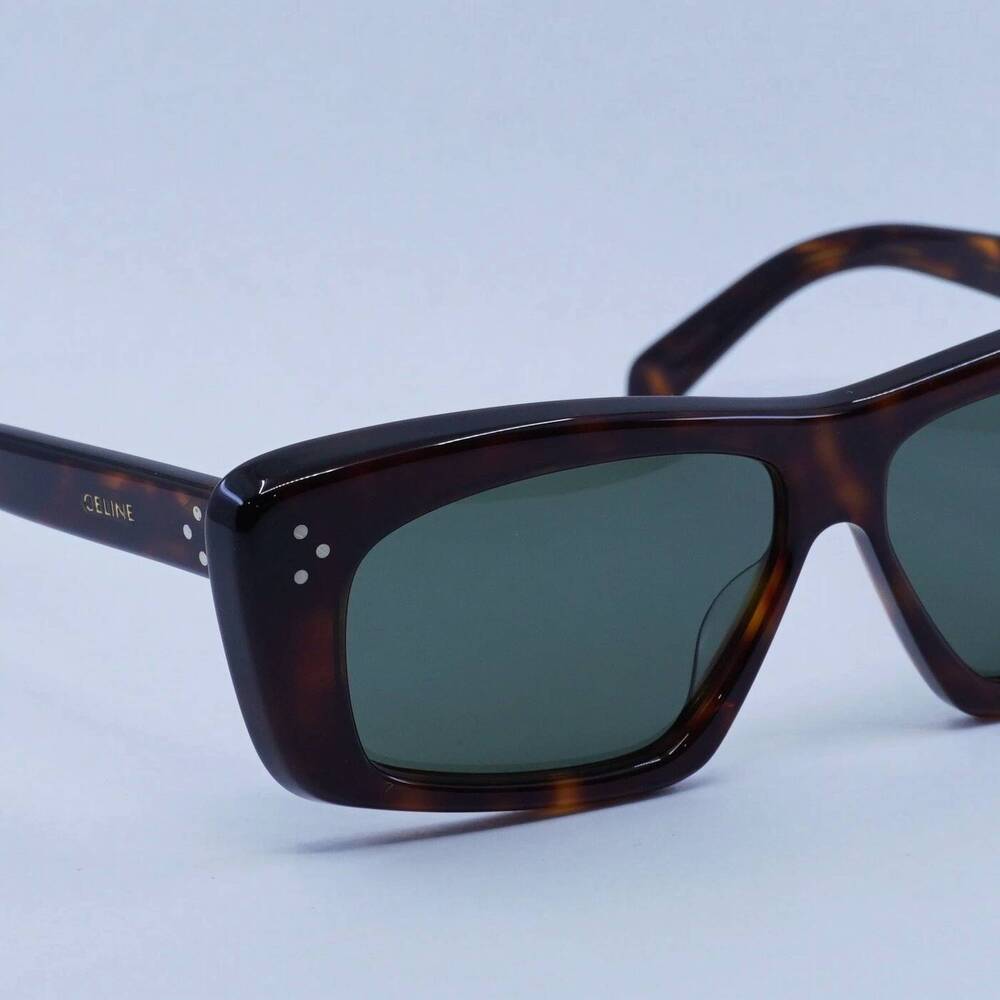 NEW CELINE unisex - cl40259i 52n rectangle sunglasses in dark havana/green - Picture 5 of 5